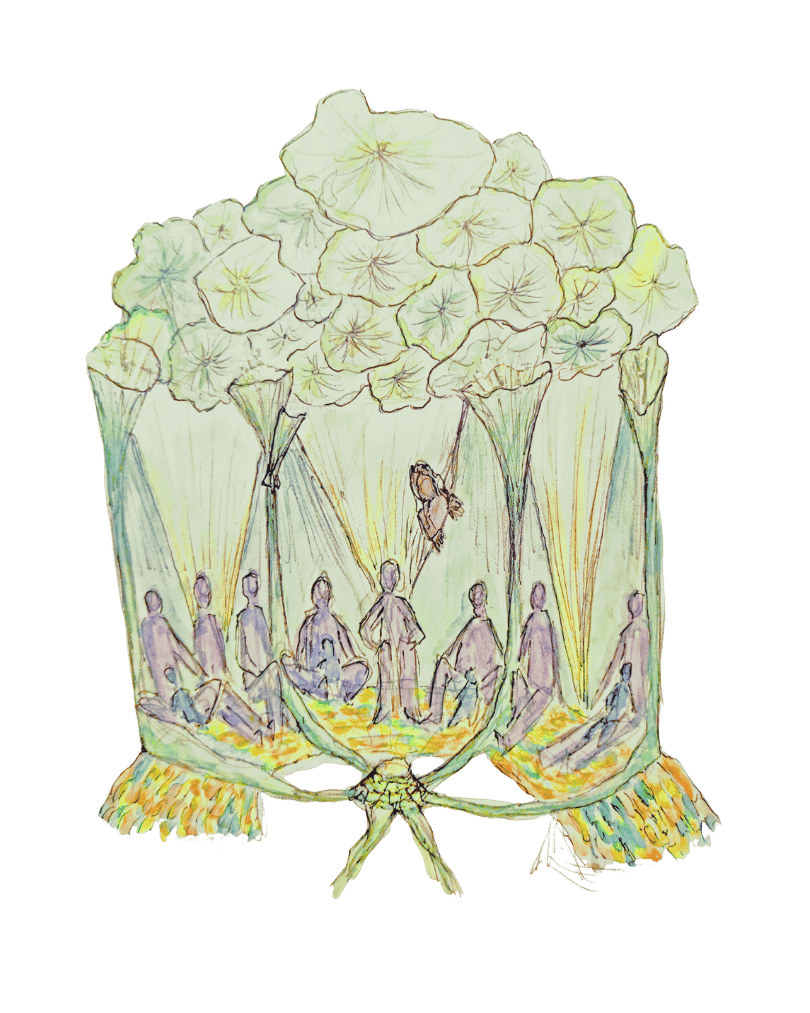 Croquis du dôme du spectacle "Yggdrasil."